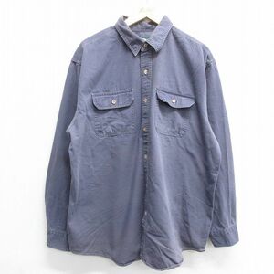 XL/古着 カベラス 長袖 シャツ メンズ 00s 大きいサイズ ダック地 コットン 紺 ネイビー 24feb17 中古 トップス