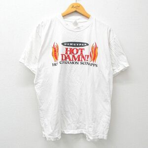 XL/古着 半袖 ビンテージ Tシャツ メンズ 90s デカイパー HOT 大きいサイズ コットン クルーネック 白 ホワイト 24feb17 中古