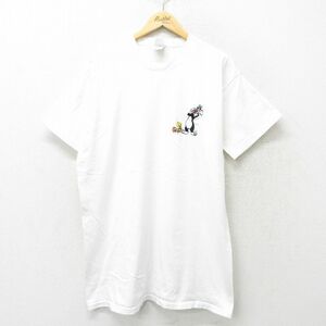 XL/古着 フルーツオブザルーム 半袖 ビンテージ Tシャツ メンズ 90s ルーニーテューンズ シルベスター トゥイーティー ロング丈 コットン