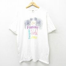 XL/古着 半袖 ビンテージ Tシャツ メンズ 90s 花火 コットン クルーネック 白 ホワイト 24feb19 中古_画像1