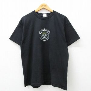 XL/古着 半袖 ビンテージ Tシャツ メンズ 00s スカル スペシャルフォース コットン クルーネック 黒 ブラック 24feb20 中古