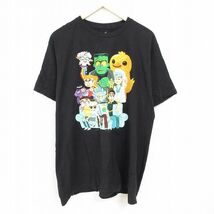 XL/古着 半袖 Tシャツ メンズ アニメ リックアンドモーティ 大きいサイズ ロング丈 コットン クルーネック 黒 ブラック 24feb20 中古_画像1