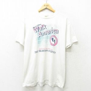 XL/古着 ヘインズ 半袖 ビンテージ Tシャツ メンズ 90s Walk America クルーネック 白 ホワイト 24feb20 中古