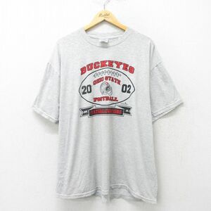 XL/古着 フルーツオブザルーム 半袖 ビンテージ Tシャツ メンズ ジャージーズ 00s オハイオバックアイズ 大きいサイズ クルーネック グレー