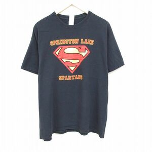 XL/古着 半袖 Tシャツ メンズ DCコミックス スーパーマン 大きいサイズ コットン クルーネック 黒 ブラック 24feb21 中古