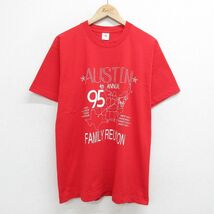 L/古着 フルーツオブザルーム 半袖 ビンテージ Tシャツ メンズ 90s 地図 オースティン コットン クルーネック 赤 レッド 24feb21 中古_画像1