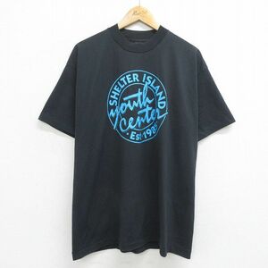 XL/古着 フルーツオブザルーム 半袖 ビンテージ Tシャツ メンズ 90s シェルターアイランド クルーネック 黒 ブラック 24feb21 中古