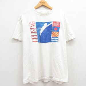 L/古着 半袖 ビンテージ Tシャツ メンズ 90s CRUISING コットン クルーネック 白 ホワイト 24feb21 中古