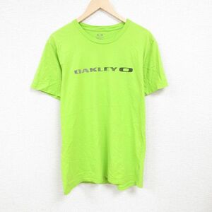 L/古着 オークリー OAKLEY 半袖 Tシャツ メンズ ビッグロゴ クルーネック 薄緑 グリーン 24feb21 中古