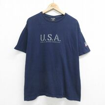 XL/古着 ラルフローレン ポロジーンズ 半袖 ブランド ビンテージ Tシャツ メンズ 90s USAロゴ 星条旗 大きいサイズ コットン クルーネック_画像1