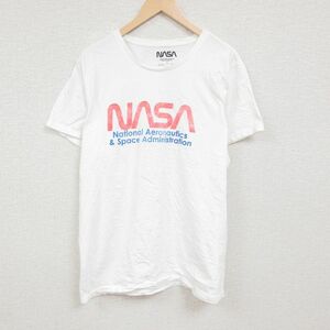 XL/古着 半袖 Tシャツ メンズ NASA 大きいサイズ コットン クルーネック 白 ホワイト 24feb22 中古