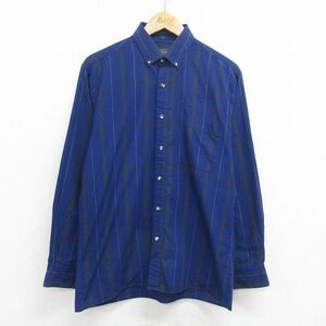 M/古着 長袖 シャツ メンズ 90s ボタンダウン 紺他 ネイビー チェック 24feb22 中古 トップス