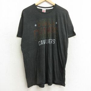 XL/古着 半袖 ビンテージ Tシャツ メンズ 00s ワールド チャンプス キャバリアーズ 大きいサイズ クルーネック 黒 ブラック 霜降り 24feb22