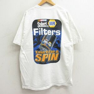 XL/古着 半袖 ビンテージ Tシャツ メンズ 00s NASCAR レーシングカー Filters SPINFLOW 大きいサイズ コットン クルーネック 白 ホワイト 2