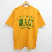 XL/古着 フルーツオブザルーム 半袖 ビンテージ Tシャツ メンズ 90s サッカー ブラジル 大きいサイズ クルーネック 黄 イエロー 24feb22 中_画像2