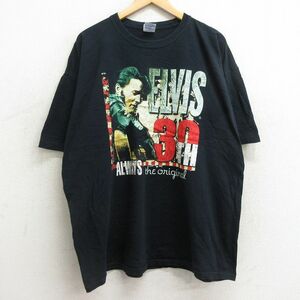 XL/古着 半袖 ビンテージ ロック バンド Tシャツ メンズ 00s エルヴィスプレスリー 大きいサイズ コットン クルーネック 黒 ブラック spe 2