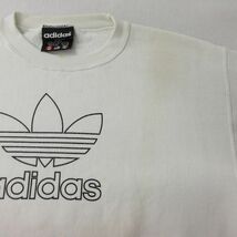 古着 アディダス adidas 長袖 スウェット キッズ ボーイズ 子供服 90s ビッグロゴ リーフ トレフォイル クルーネック 白 ホワイト spe 24fe_画像5