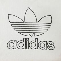 古着 アディダス adidas 長袖 スウェット キッズ ボーイズ 子供服 90s ビッグロゴ リーフ トレフォイル クルーネック 白 ホワイト spe 24fe_画像2