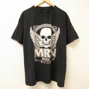 XL/古着 半袖 Tシャツ メンズ MRN スカル 大きいサイズ クルーネック 黒 ブラック 24feb23 中古
