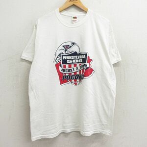 XL/古着 フルーツオブザルーム 半袖 ビンテージ Tシャツ メンズ ポコノ レースウェイ 鳥 ペンシルベニア コットン クルーネック 白 ホワイ