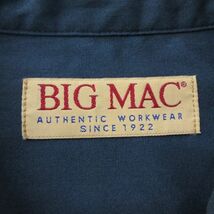 L/古着 ビッグマック BIG MAC 半袖 ワーク シャツ メンズ 90s ロング丈 紺 ネイビー 24feb23 中古 トップス_画像3