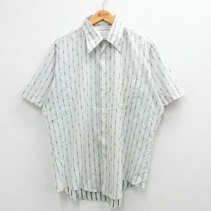 XL/古着 半袖 シャツ メンズ 70s 白他 ホワイト ストライプ 24feb24 中古 トップス