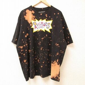 XL/古着 半袖 Tシャツ メンズ アニメ ニコロデオン ラグラッツ チャッキー 大きいサイズ コットン クルーネック 黒他 ブラック ブリーチ加