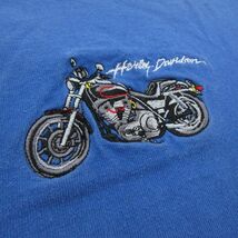 XL/古着 ハーレーダビッドソン 半袖 ビンテージ Tシャツ メンズ 90s バイク コットン ヘンリーネック 青 ブルー 24feb24 中古_画像2