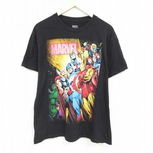 XL/古着 半袖 Tシャツ メンズ マーベル マイティーソー ヴィジョン コットン クルーネック 黒 ブラック 24feb26 中古