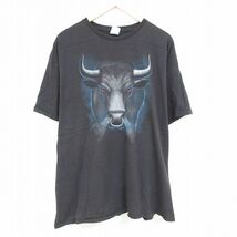 XL/古着 半袖 Tシャツ メンズ バッファロー 大きいサイズ コットン クルーネック 黒 ブラック 24feb26 中古_画像1