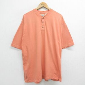 XL/古着 レッドヘッド 半袖 ビンテージ Tシャツ メンズ 00s 無地 大きいサイズ コットン ヘンリーネック 薄オレンジ 24feb26 中古