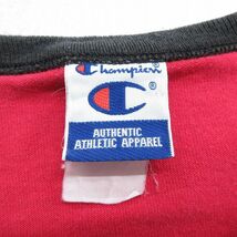 XL/古着 チャンピオン champion 半袖 ビンテージ Tシャツ メンズ 00s ワンポイントロゴ チョコチン クルーネック 赤他 レッド リンガー spe_画像4