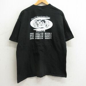 XL/古着 ヘインズ 半袖 ビンテージ Tシャツ メンズ 00s DAVEY 地球 ハリケーン 大きいサイズ コットン クルーネック 黒 ブラック spe 24feb