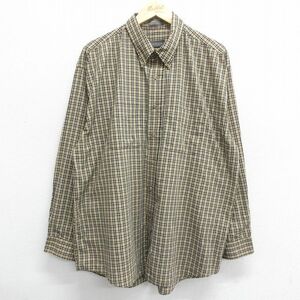 XL/古着 バンヒューセン 長袖 シャツ メンズ 大きいサイズ ボタンダウン 紺他 ネイビー チェック 24feb26 中古 トップス