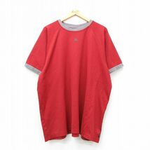 XL/古着 アディダス adidas 半袖 ビンテージ Tシャツ メンズ 90s ワンポイントロゴ 大きいサイズ クルーネック 赤他 レッド リンガー 24feb_画像1