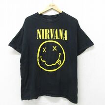 XL/古着 半袖 ロック バンド Tシャツ メンズ ニルバーナ ニルヴァーナ コットン クルーネック 黒 ブラック 24feb27 中古_画像1