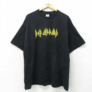 XL/古着 半袖 ビンテージ ロック バンド Tシャツ メンズ 00s デフレパード 大きいサイズ コットン クルーネック 黒 ブラック spe 24feb27