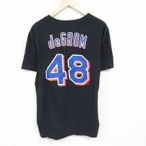XL/古着 ナイキ NIKE 半袖 ブランド Tシャツ メンズ MLB ニューヨークメッツ ジェイコブデグロム 48 クルーネック 黒 ブラック メジャーリ_画像2