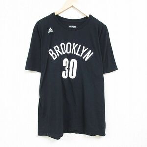 XL/古着 アディダス adidas 半袖 ブランド Tシャツ メンズ NBA ブルックリンネッツ 大きいサイズ コットン クルーネック 黒 ブラック バス