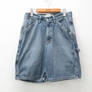 W31/古着 ギャップ GAP ショート ペインター パンツ ショーツ メンズ 紺 ネイビー デニム 24feb28 中古 ボトムス 短パン ショーパン