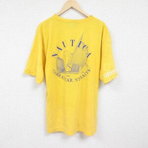 XL/古着 ノーティカ NAUTICA 半袖 ブランド Tシャツ メンズ 90s ワンポイントロゴ 帆船 胸ポケット付き 大きいサイズ コットン クルーネッ