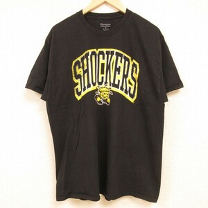 L/古着 チャンピオン Champion 半袖 Tシャツ メンズ SHOCKERS コットン クルーネック 黒 ブラック 24feb28 中古