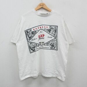 XL/古着 エクスプレス 半袖 ビンテージ Tシャツ メンズ 90s EXP 大きいサイズ コットン クルーネック 白 ホワイト 24feb28 中古