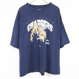 XL/古着 リーボック REEBOK 半袖 ブランド Tシャツ メンズ NFL サンディエゴチャージャース 大きいサイズ ロング丈 コットン クルーネック