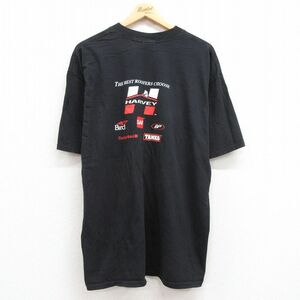 XL/古着 半袖 ビンテージ Tシャツ メンズ 00s HARVEY 大きいサイズ　コットン クルーネック 黒 ブラック 24feb28 中古