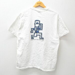 L/古着 ヘインズ 半袖 ビンテージ Tシャツ メンズ 90s LONG RUN コットン クルーネック 白 ホワイト 24feb28 中古