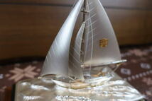 ●HS/　　　銀製船 帆船 シルバー 置物 飾り物 インテリア ガラスケース付 アンティーク コレクション①_画像6