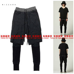 【送料無料】Wizzard LAYERED PANTS レイヤード パンツ BLACK サイズ1 ウィザード メンズ ハーフパンツ レギンス スキニー