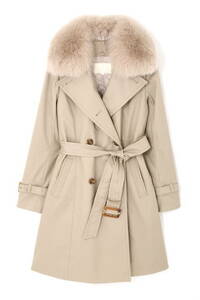  new goods [ Natural Beauty L][ city ... san have on ] stretch tsu il fur attaching trench coat 17 number beige 