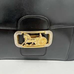 中古品 CELINE セリーヌ 馬車金具 カーフレザー 本革 ブラック ゴールド金具 ヴィンテージ レディースの画像4